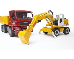 Camion à benne basculante et pelleteuse Bruder Man TGA