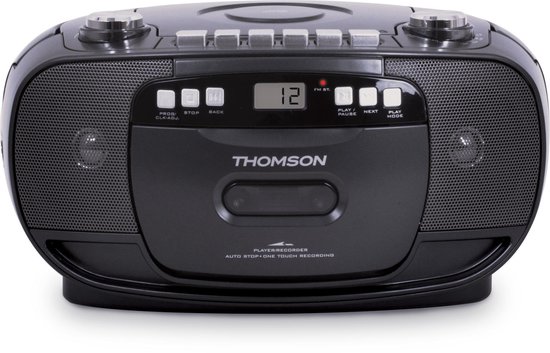 Radio FM et lecteur CD Thomson RK200CD avec magnétophone à cassette - Noir  | bol