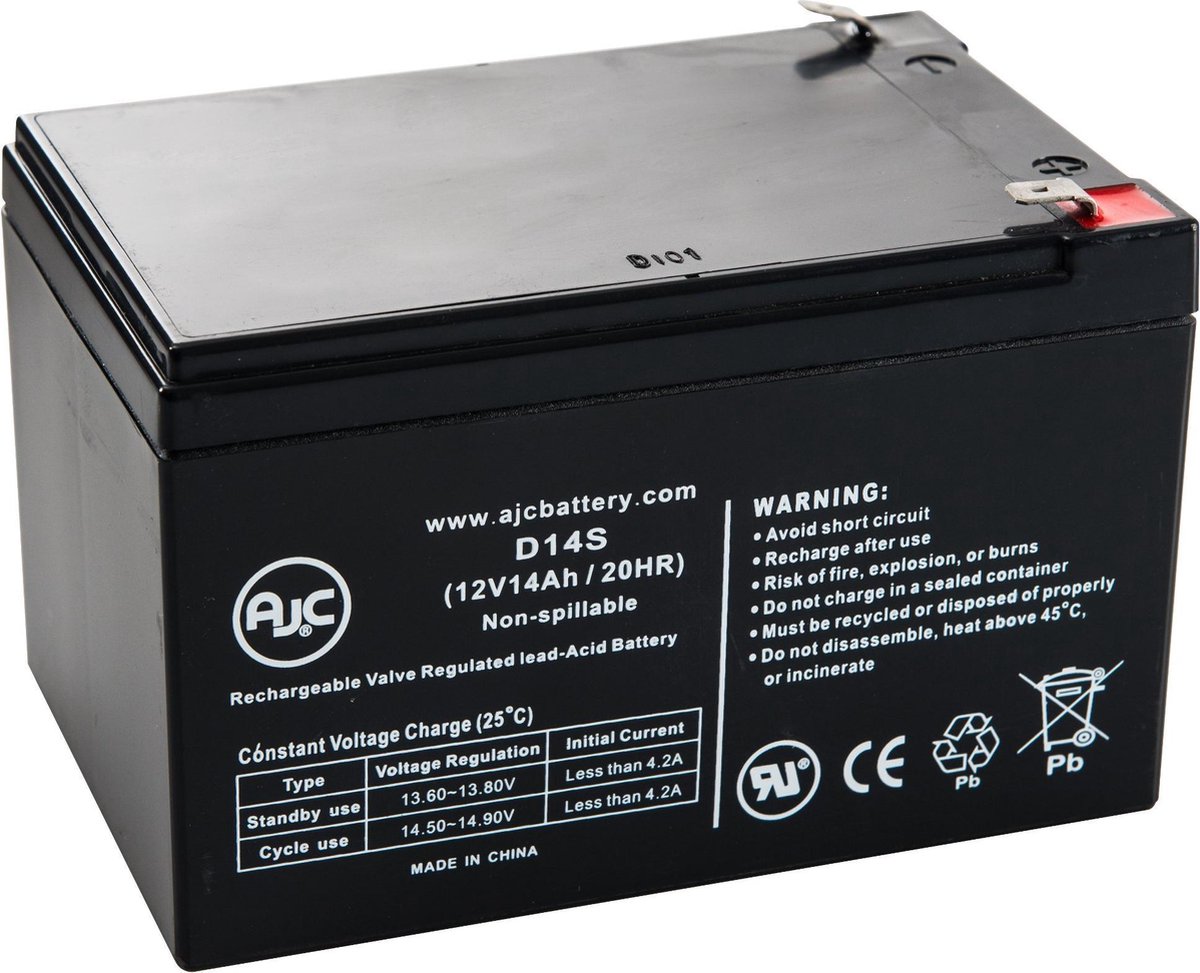 AJC® battery compatibel met APC SU1400RMJ2U 12V 14Ah UPS Noodstroomvoeding accu