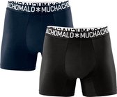 Muchachomalo - 2 pack Light cotton - Heren Boxershorts - Donkerblauw/Zwart - Maat M