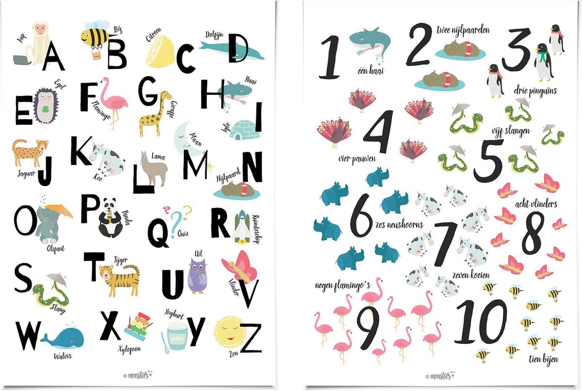 Posterset: Alfabet en Cijfer Poster 30x40 cm
