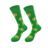 Sokken unisex, groen, print kiwi Maat 39-46, fun sokken, tegekkesokken, fantasie, eten