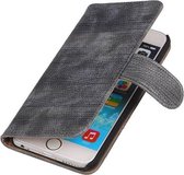 Hagedis Bookstyle Hoes - Wallet Case Telefoonhoesje - Geschikt voor iPhone 6 Grijs