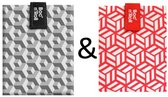 Boc'n'Roll Foodwrap herbruikbaar Boterhamzakje - Tiles Black en Red