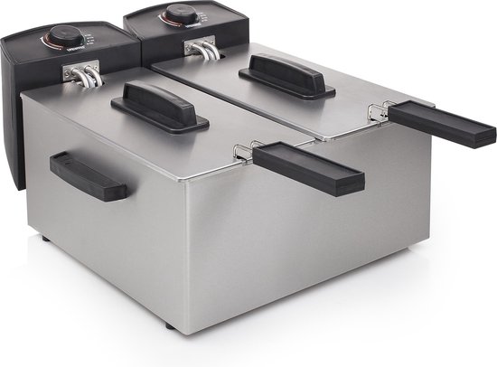 Princess Dubbele Frituurpan - Inhoud 2 x 3 liter - Koude Zone - 3600W - 2x regelbare thermostaat -183123 - RVS