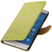 Huawei Honor 6 Plus Lace Kant Booktype Wallet Hoesje Groen - Cover Case Hoes