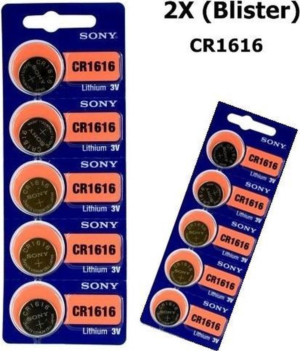 10 Stuks (2 blisters a 5st) - Sony CR1616 lithium batterij