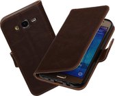 MP Case Donkerbruin Vitage lederlook PullUp Map voor de Samsung Galaxy J5 wallet cover