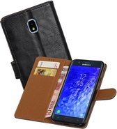 Zakelijke Book Case Telefoonhoesje Geschikt voor de Samsung Galaxy J7 (2018) - Portemonnee Hoesje - Pasjeshouder Wallet Case - Zwart