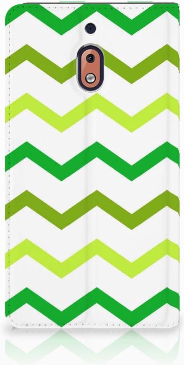 Nokia 2.1 2018 Hoesje met Magneet Zigzag Groen