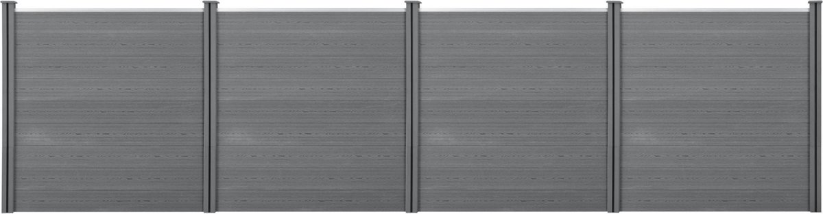 HKC Schuttingpaneel met 6 palen 183x705 cm grijs