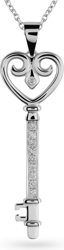 Orphelia HD-4180 - Hanger Sleutel - 18 Karaat Witgoud / Diamant 0.10 ct