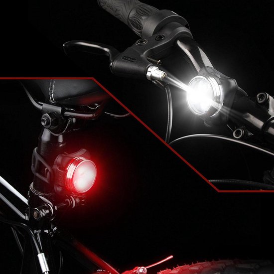 Gyon® USB Herlaadbare fietslicht set - UltraHelder Voorlicht en Achterlicht met LED verlichting 650mah Lithium batterij - Waterbestendig Inclusief riem en USB kabel — afbeelding 5