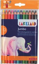 Derwent Potloden Lakeland Jumbo - Met 12 Kleurpotloden - Meerkleurig - Extra dikke kern 5.4 mm - Voor Kinderen