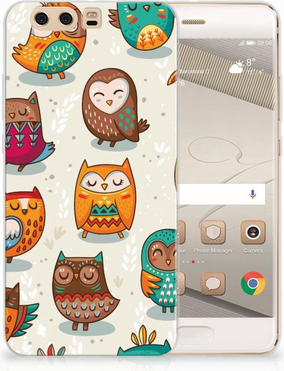 Huawei P10 Plus TPU Hoesje Vrolijke Uilen