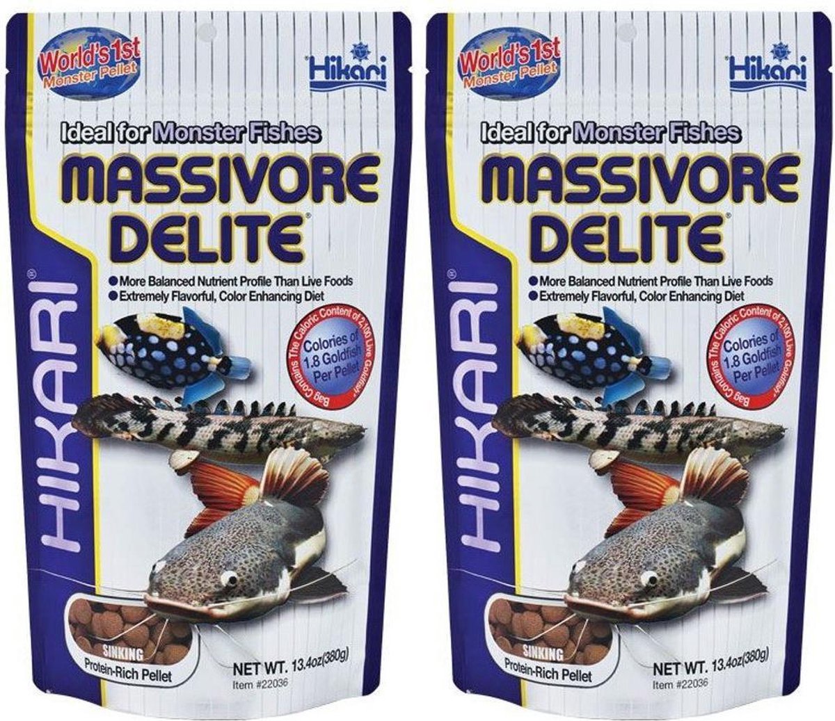 Vissenvoer Tropical massivore del 380 gram voor monsterfish en carnivoren per 2 stuks
