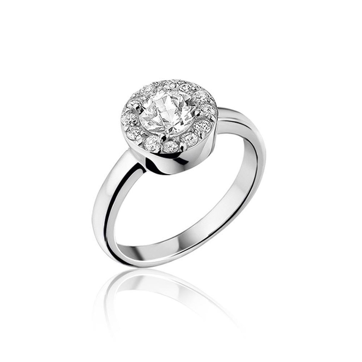 New Bling 9NB 0193 62 Zilveren ring - zirkonia 10 mm - maat 62 - zilverkleurig