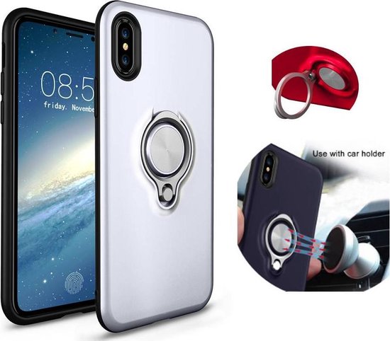 Magneet Ring Case Hoesje voor Apple iPhone Xr Zilver | bol.com