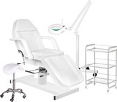 MBS Behandelstoel volledige set - Professioneel - Manicure - Pedicure - Gezichtsbehandeling - wit - Incl. Hoes - Loeplamp - tafel - kruk(3)