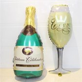 Party Feest Ballonnen Set- XL Champagnefles & Wijn - Vrijgezellenfeest - Huwelijk - Geslaagd - Trouwen - Verjaardag - Jubileum