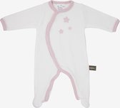 Witte babypyjama in bio-katoen met poederroze sterren - 1 maand