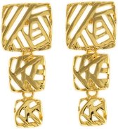 Behave® Dames oorbellen hangers goud-kleur vierkant 5cm