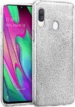 Samsung Galaxy A40 Hoesje Hoesje - Glitter Back Cover - Zilver