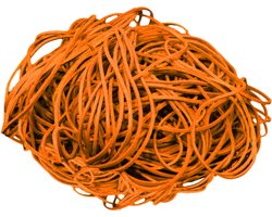 1 kg - Elastiek - oranje - diameter 50mm - breedte 1,5mm - in zak - ca 2500 stuks