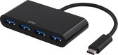 DELTACO USBC-HUB2 USB-C naar 4 x USB 3.1 HUB 5 Gbps zwart