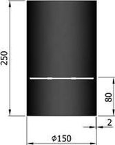 Kachelpijp Ø150 condensring 250mm zwart - zwart - 2mm - staal - H250 Ø150mm