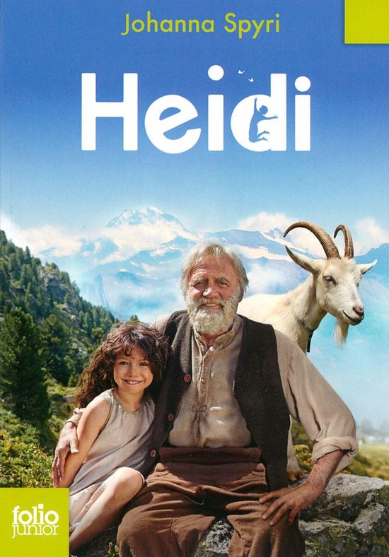 Heidi avec son grand-père et une chèvre dans les montagnes. "Heidi" Folio Junior.
