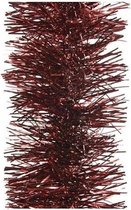Kerstslingers donkerrood 10 cm breed x 270 cm - Guirlande folie lametta - Donkerrode kerstboom versieringen