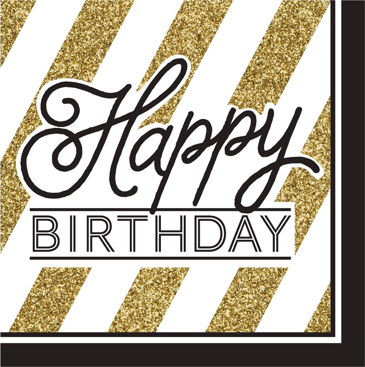 BIGIEMME SRL - 16 Happy Birthday servetten zwart-goud