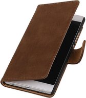 Sony Xperia C4 Bark Hout Booktype Wallet Hoesje Bruin - Cover Case Hoes