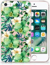 Coque Téléphone pour Apple iPhone SE | 5S TPU Silicone Etui Orchidée Verte