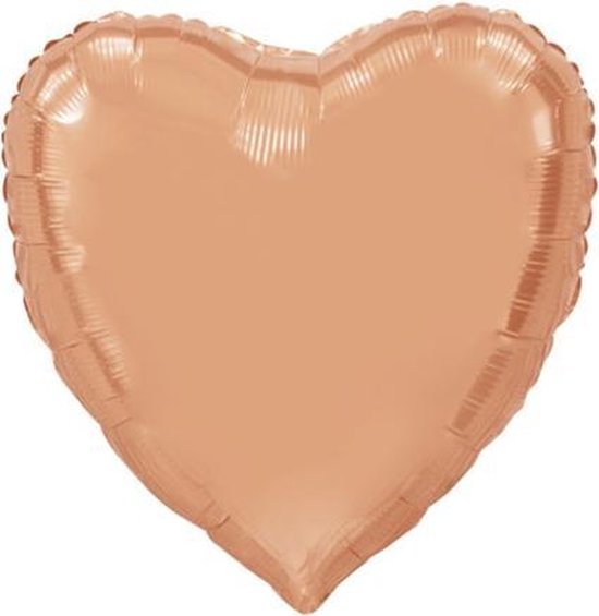 Folie ballon in de vorm van een hart in de kleur rose gold 92 cm groot