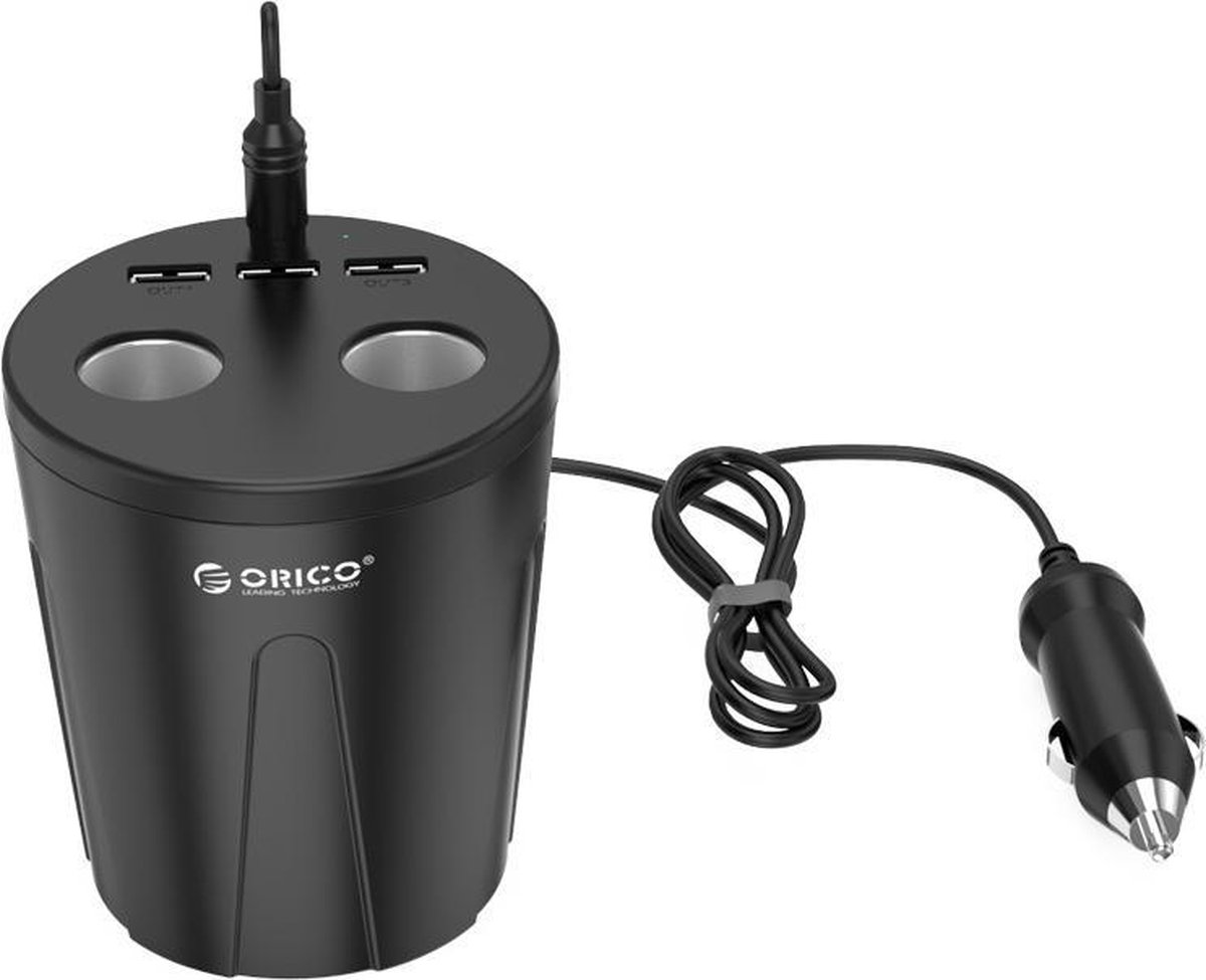 Orico Autolader sigarettenpoort splitter met 3 USB-laadpoorten - 36W