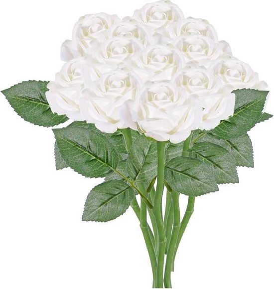 12x Roses blanches / fleurs artificielles roses 27 cm - Bouquets de fleurs  artificielles | bol.com