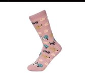 Sokken dames - roze - leuke print panda - 36 - 40 - cadeau voor haar