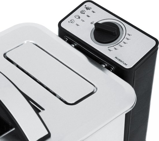 Inventum GF645F Frituurpan - 4L - Max 190 °C - Koude zone - 3000W - Tot 4 personen - Zwart/RVS