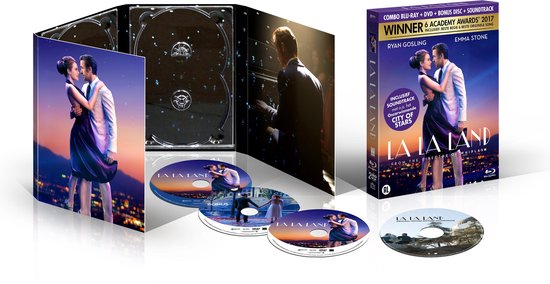 La La Land Blu-ray, DVD en soundtrack combo. Met Ryan Gosling en Emma Stone, winnaar 6 Academy Awards.
