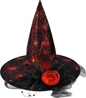 HALLOWEEN LUXE HEKSENHOED MET SPINNENWEB MOTIEF