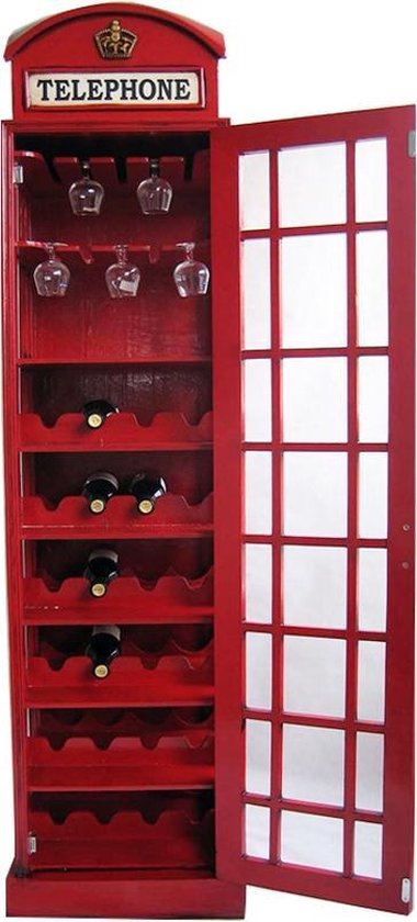 Maak plaats scheepsbouw minimum Vintage wijnkast wijnrek Engelse Telefooncel 171 cm hoog | bol.com