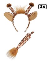 3x Giraf haarbeugel met staart luxe