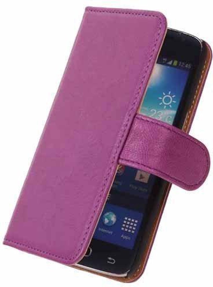 BestCases Stand Lila Luxe Echt Lederen Book Samsung Galaxy Fame S6810