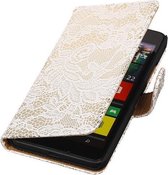 Microsoft Lumia 640 Lace Kant Booktype Wallet Cover Wit - Cover Case Hoes