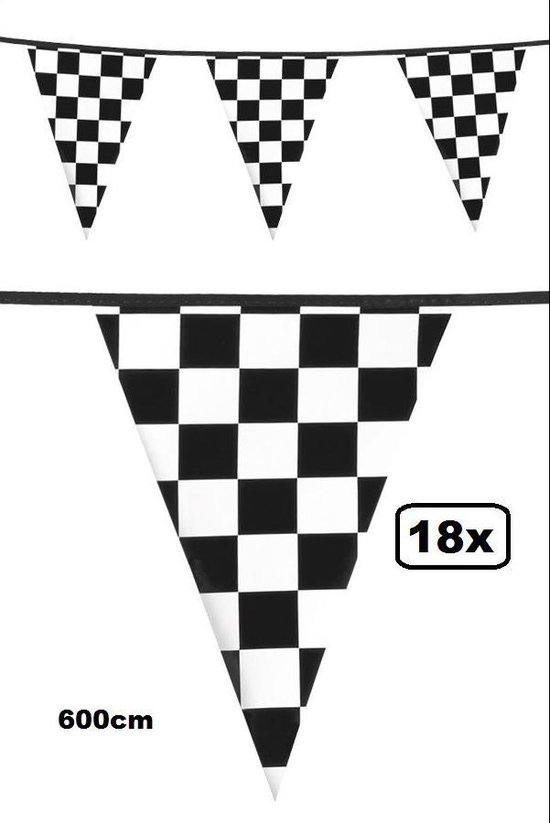 Integreren Tablet molecuul 18x Vlaggenlijn geblokt zwart/wit - thema feest vlag lijn race festival  party Formule... | bol.com