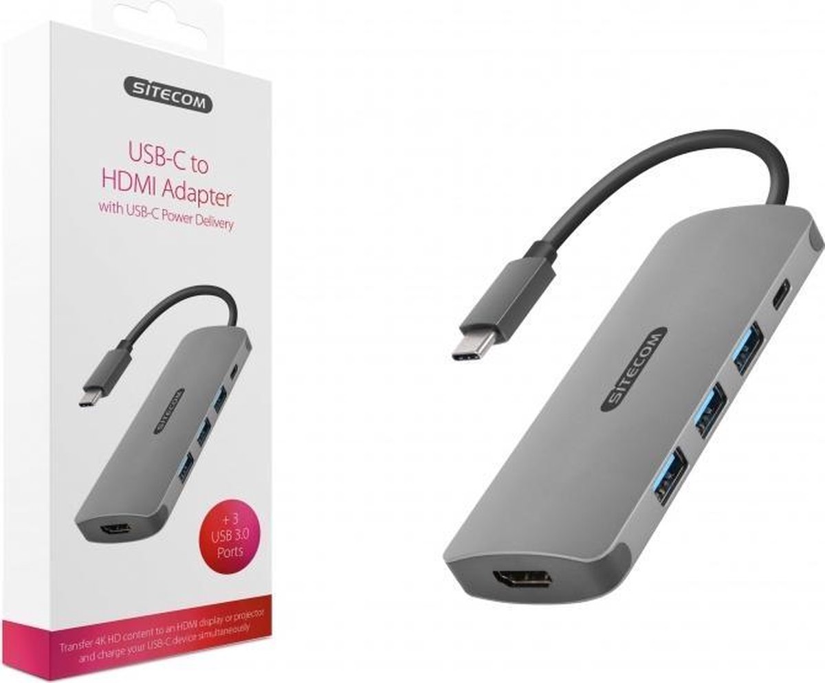 CN380 Usb hub Usbc multiport adapter met 4K HDMI 3 keer