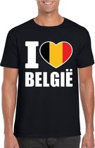 Zwart I love Belgie supporter shirt heren - Belgisch t-shirt heren M