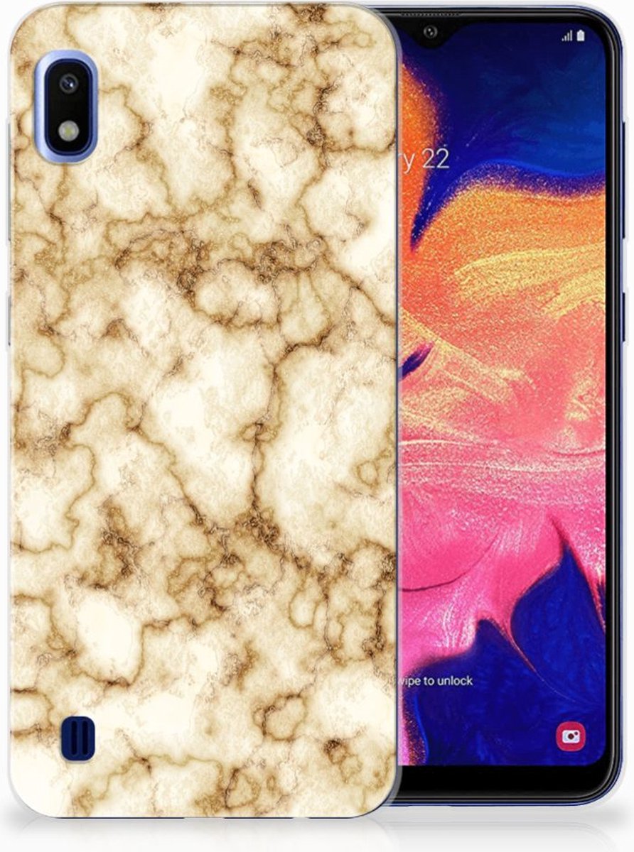 Back Cover voor Samsung Galaxy A10 TPU Siliconen Hoesje Marmer Goud